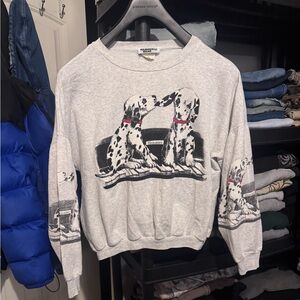 Dalmatian Print Gray Crewneck Sweater